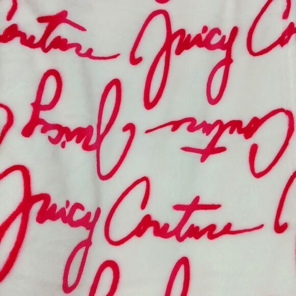 NWT Juicy Couture Plush Throw Blanket Magenta Script - Picture 5 of 7